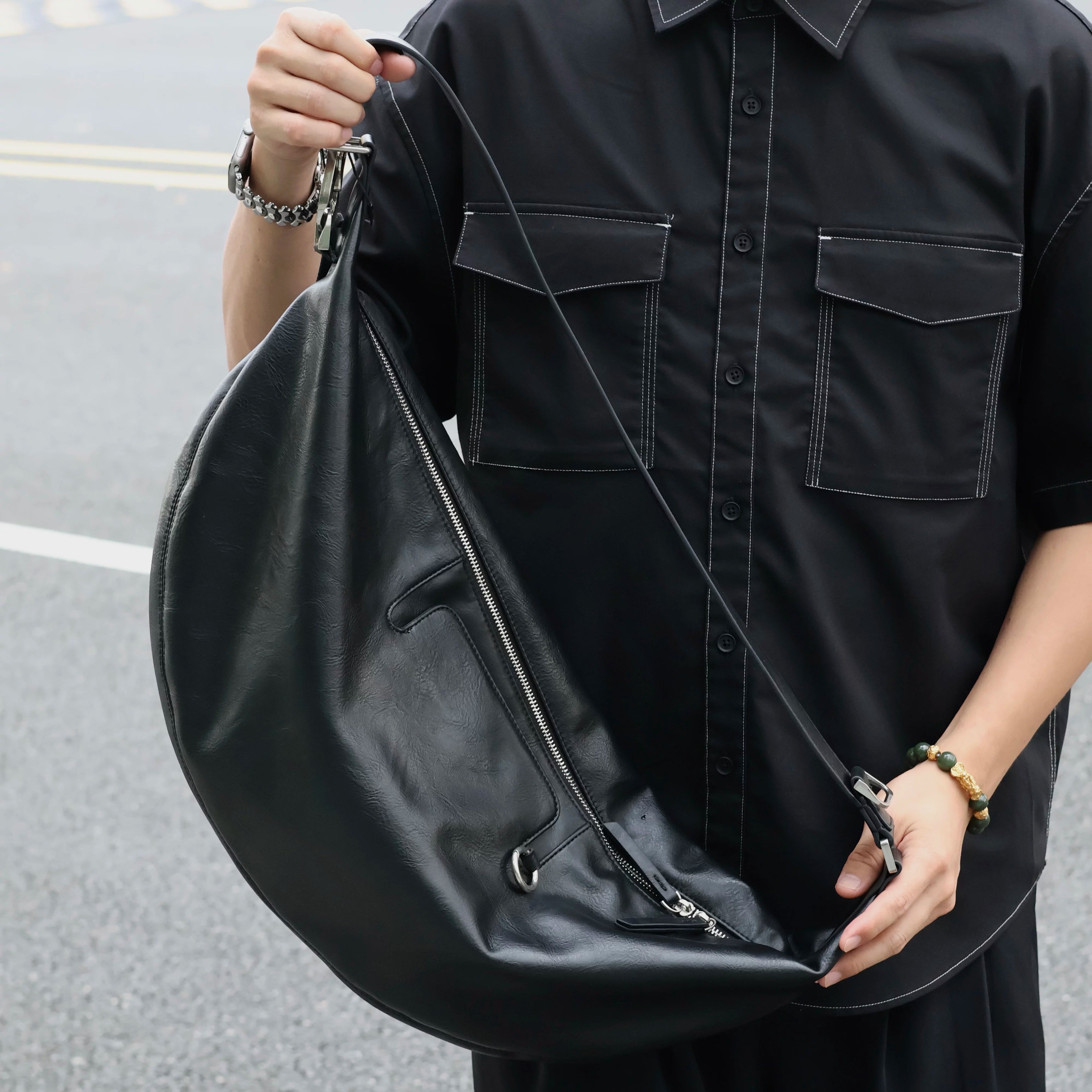 Men's Synthetic Leather Large Casual Shoulder Crossbody Bag