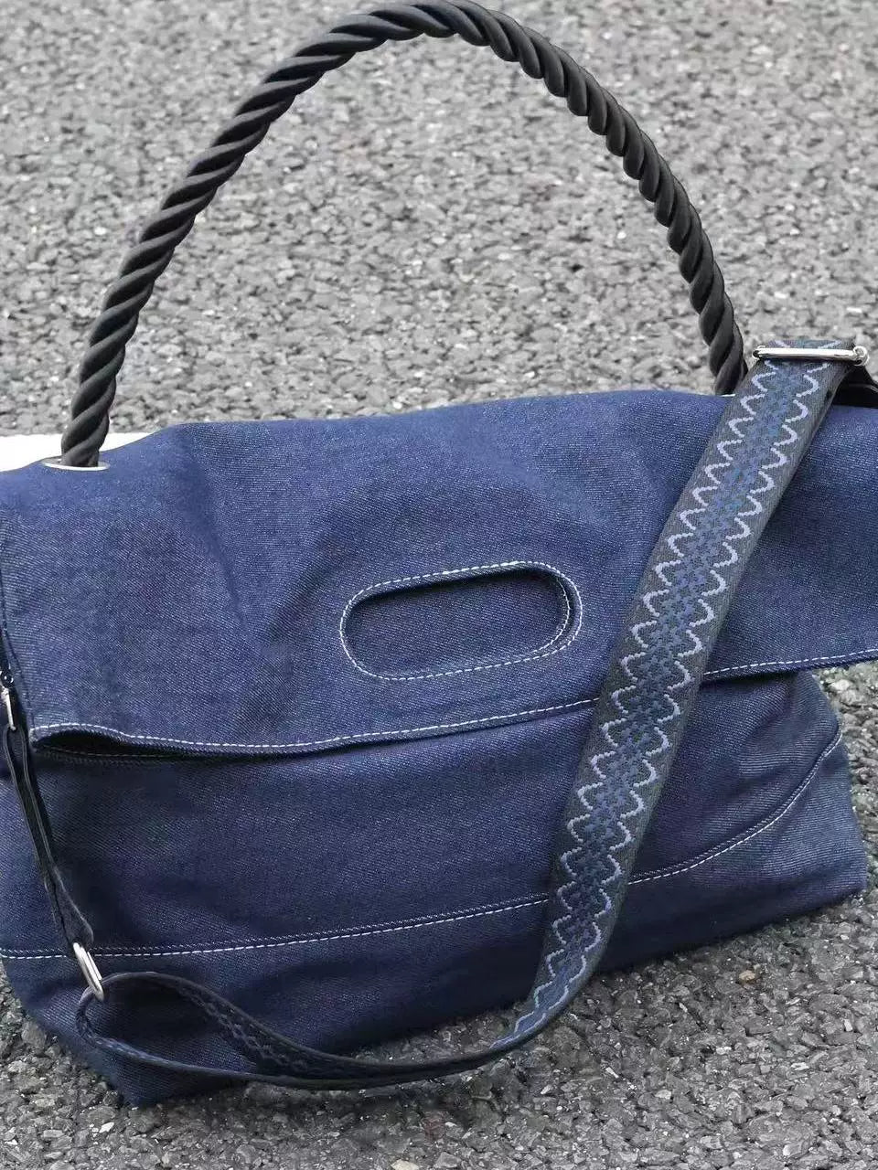 Men's Denim Large Casual Commuter Crossbody Bag