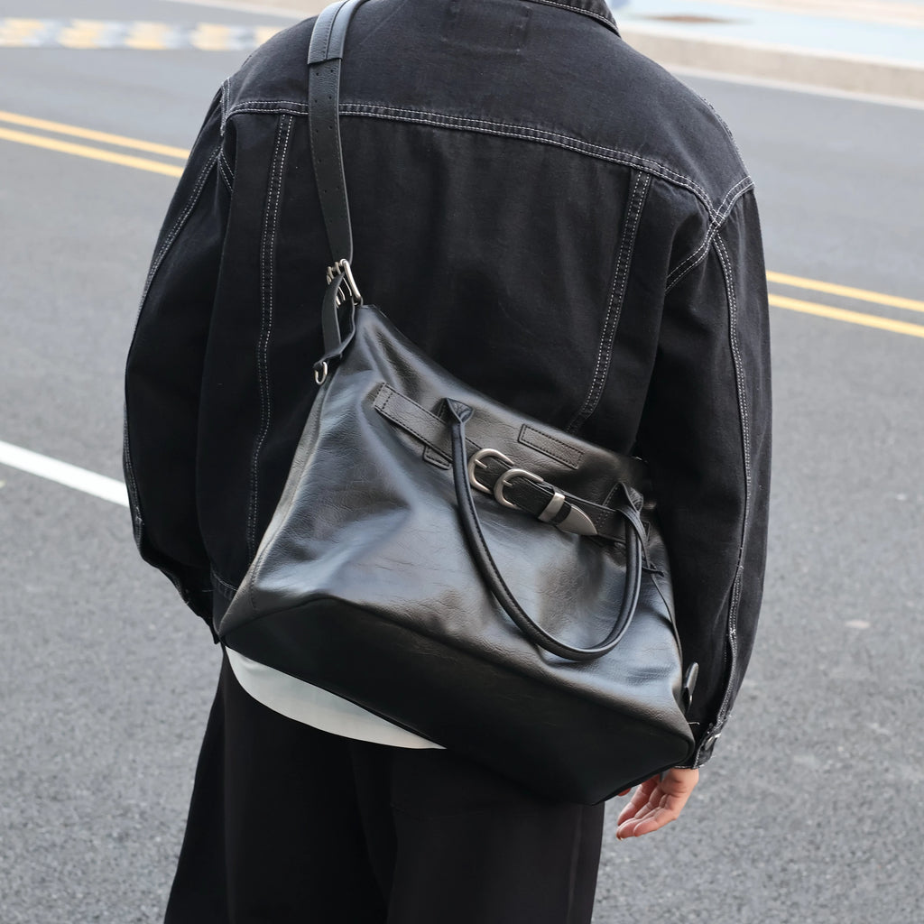 Men's Soft Synthetic Leather Large Casual Shoulder Crossbody Bag