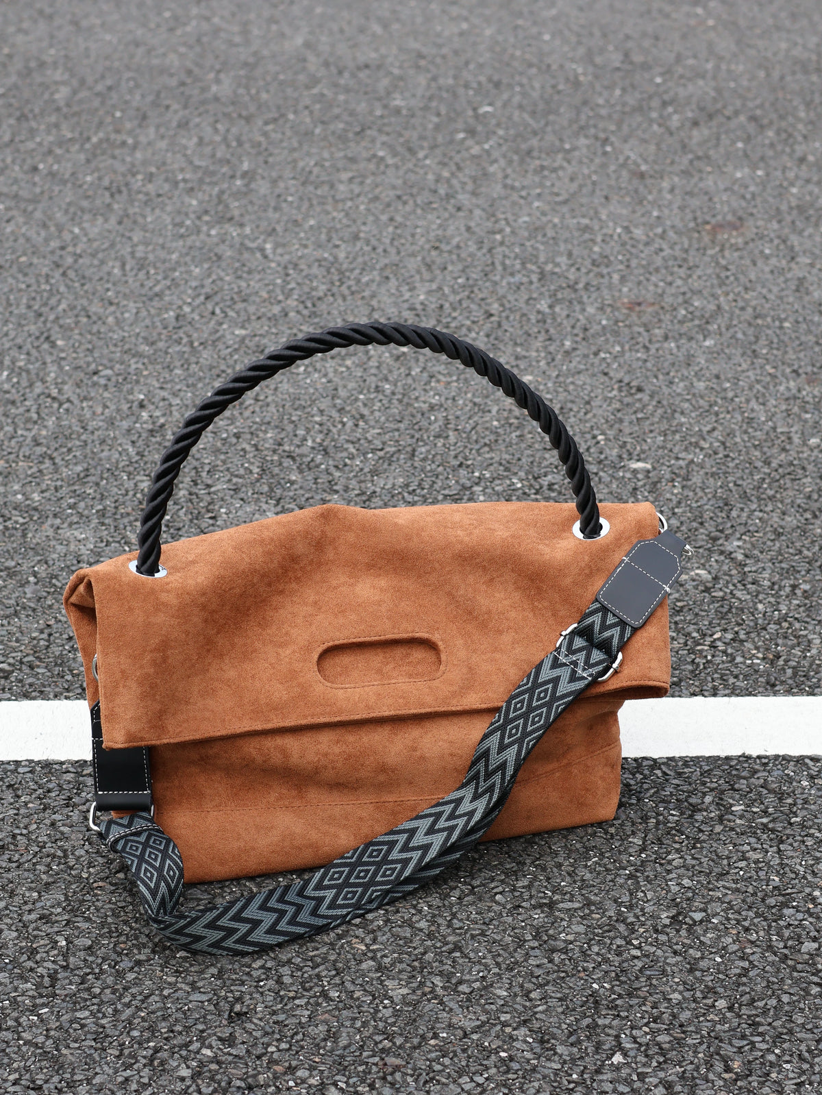 Men's Suede Large Casual Shoulder Crossbody Bag