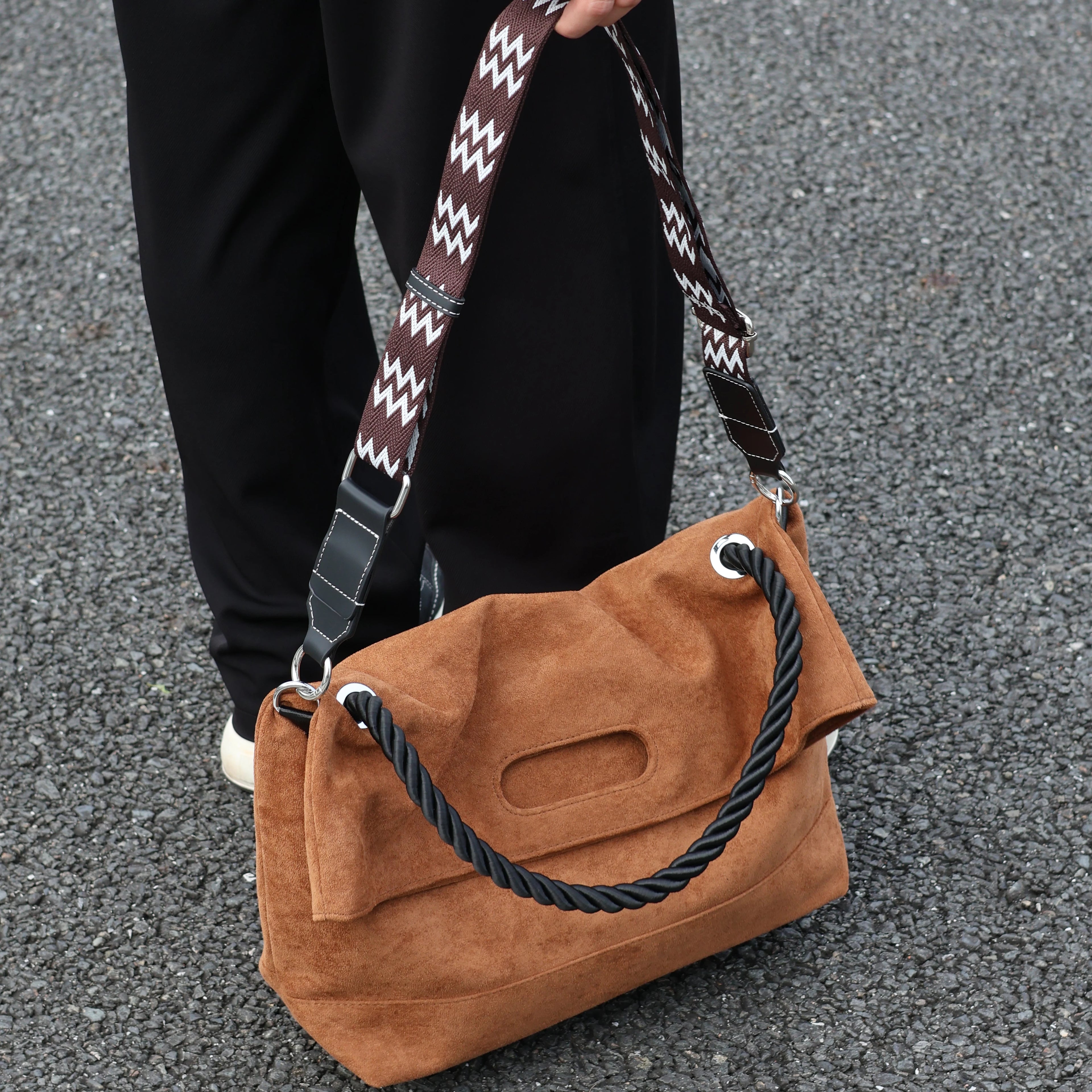 Men's Suede Large Casual Shoulder Crossbody Bag