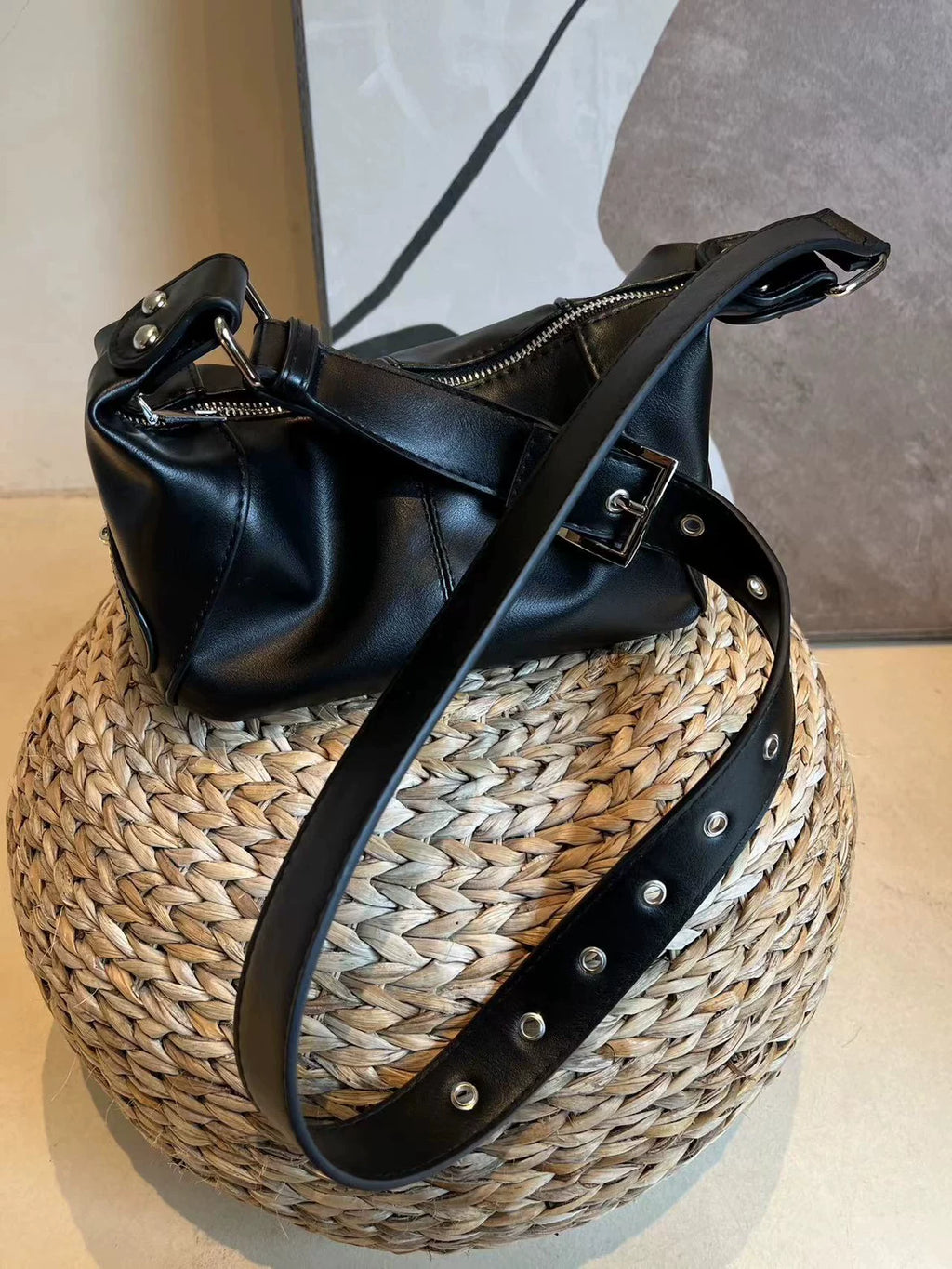 Women's Soft Faux Leather Vintage Biker Shoulder Bag
