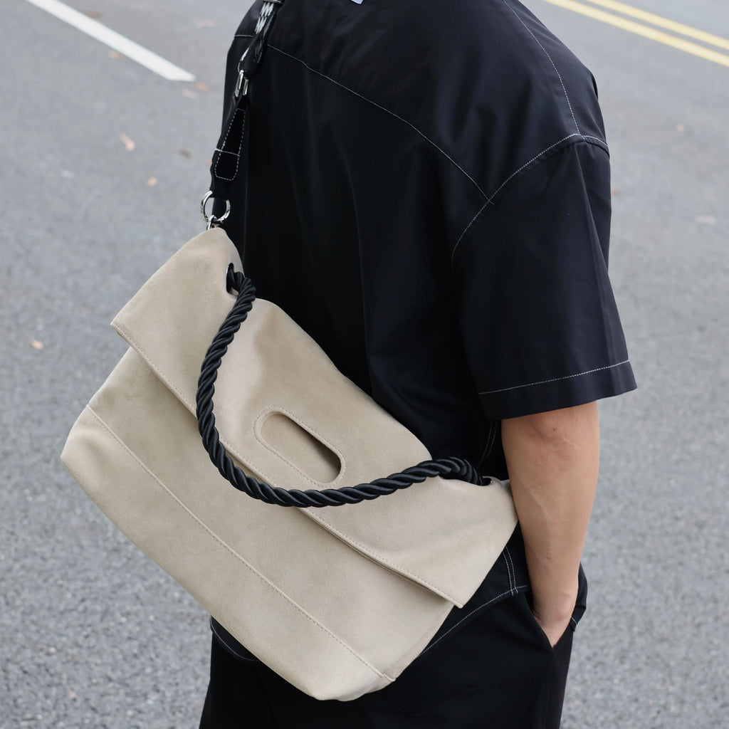 Men's Suede Large Casual Shoulder Crossbody Bag