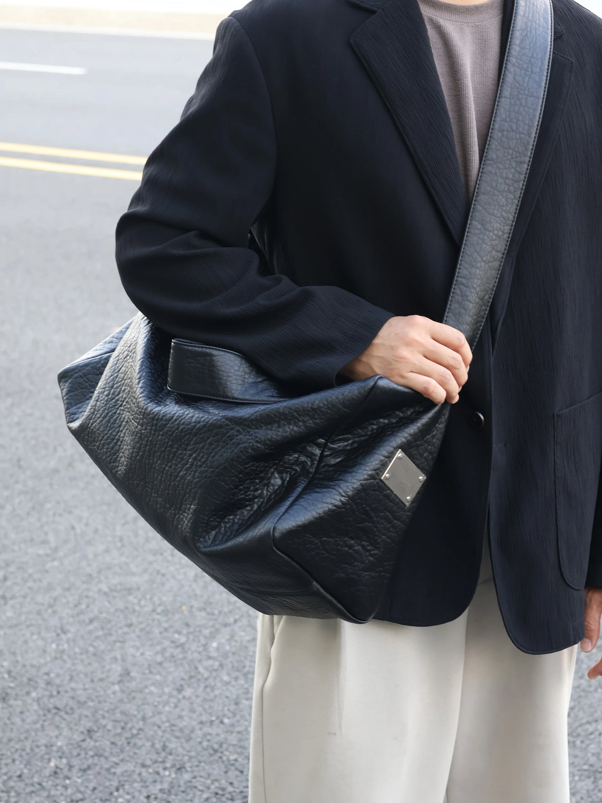 Men's Soft Faux Leather Large Casual Commuter Crossbody Bag
