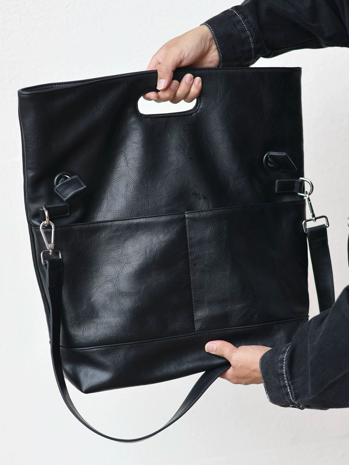 Men's Synthetic Leather Large Casual Commuter Crossbody Bag