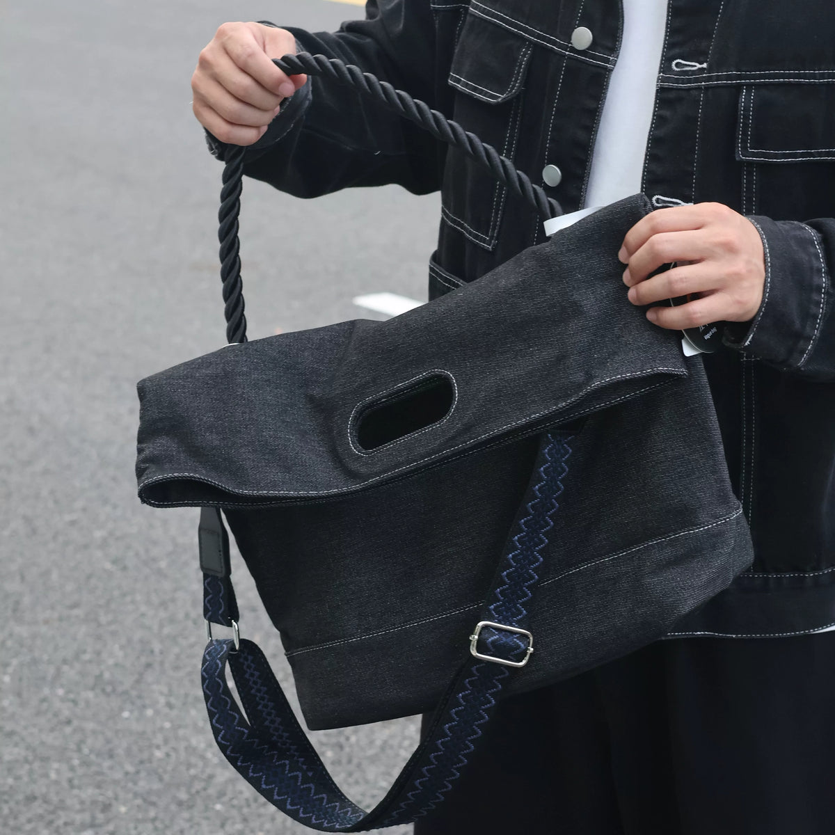 Men's Denim Large Casual Shoulder Crossbody Bag
