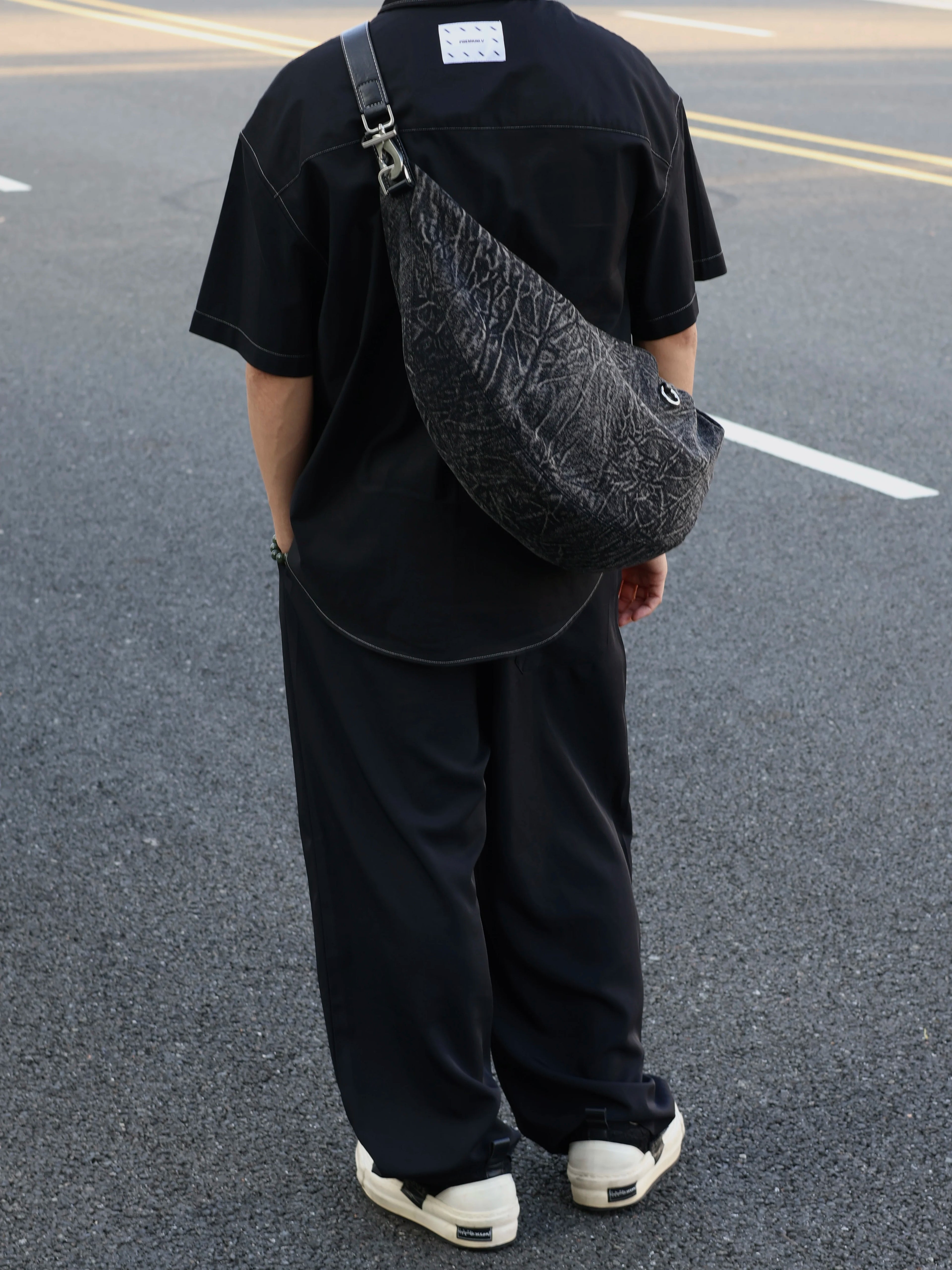 Men's Denim Casual Dumpling Crossbody Bag