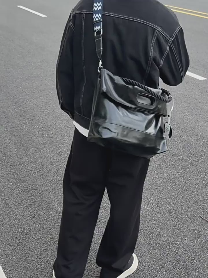 Men's Soft Synthetic Leather Large Casual Shoulder Crossbody Bag