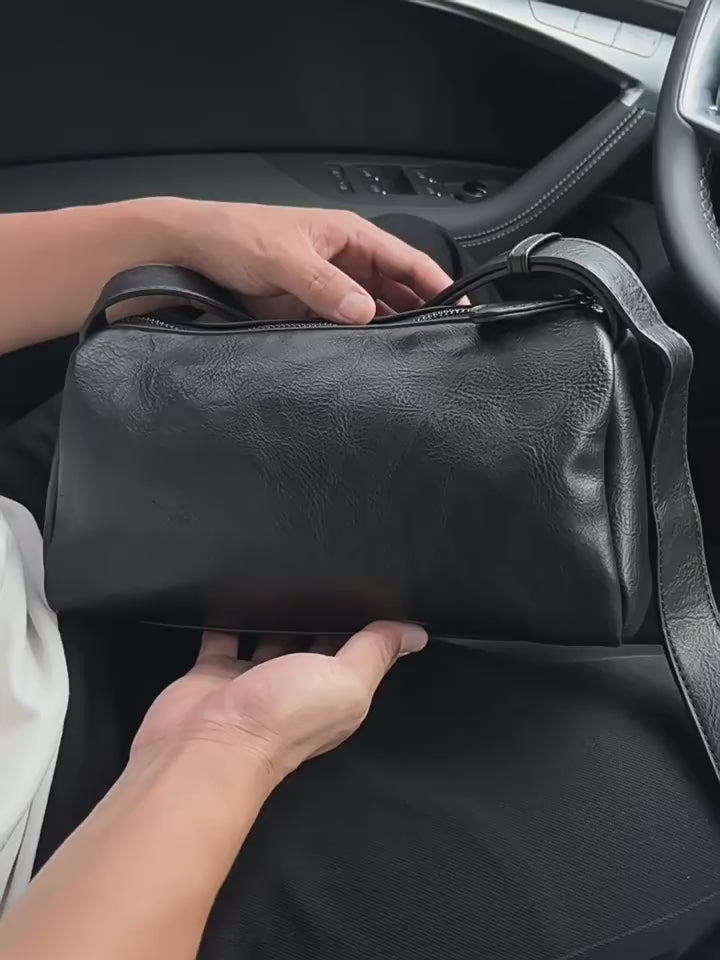 Men's Soft Synthetic Leather Small Casual Shoulder Bag