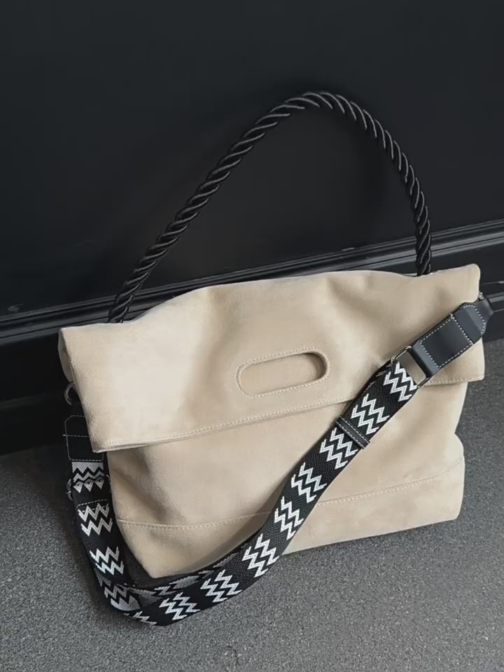 Men's Suede Large Casual Shoulder Crossbody Bag